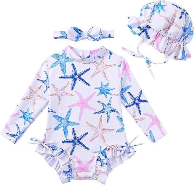 Renotemy Baby Swimsuit Girls One-Piece Swimwear Baby Beach Essentials 3M-3T by Renotemy