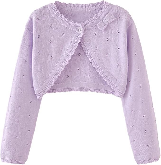 Toddler Girls Cardigan Sweater Bolero Shrug Baby Kids Long Sleeve Cropped Dress by Miccina