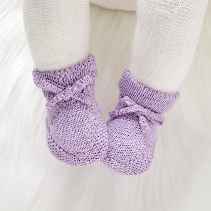 Hadetoto Newborn Baby Booties Cotton Knit Shoes | Soft, First Walkers, - Image 2