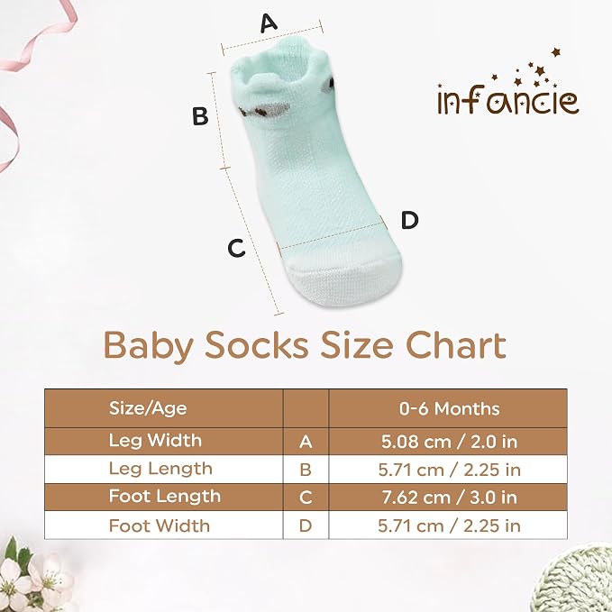 GOTS Organic Cotton Blend 7 Baby Socks 0-6 Months Animal Design Non Slip - Image 4