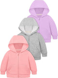 Cooraby 3 Pieces Baby and Toddler Girls Fleece Full-Zip Hoodies Lightweight by Cooraby