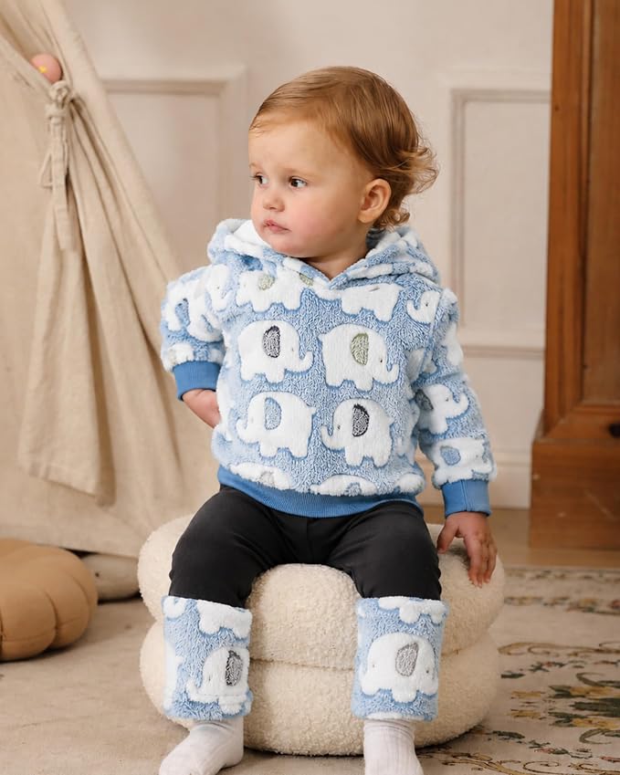Jecson Toddler Girl Clothes Baby Girl Fleece Hoodie Outfits Thick Thermal - Image 3