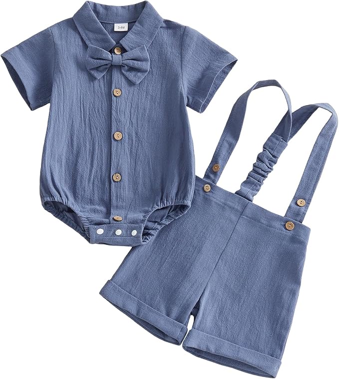 PUHHAPIEY Baby Boy Gentleman Wedding Outfit Dress Romper Suspender Pants | 0 3 by PUHHAPIEY