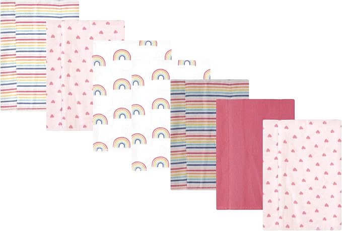 Luvable Friends Hudson Baby Flannel Burp Cloths 7pk, Sweet Rainbow by Luvable+Friends