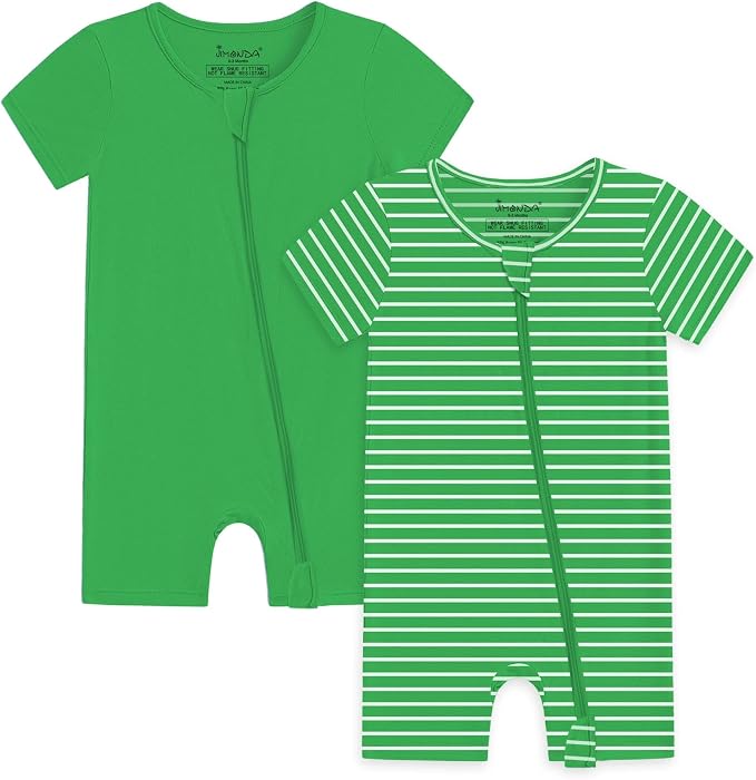 Jimonda Baby Romper Short Sleeve 2-Way Zipper Pajamas Cotton | 2-Pack, One Piece by JimondaBaby