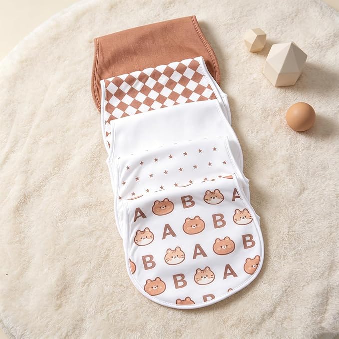 sleepyturtle Pack of 5, Baby Burp Cloths, Soft and Absorbent - Image 3