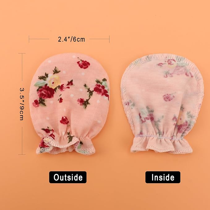 AQOKKA Newborn Baby Mittens No Scratch Cotton Elastic Wrist Gloves Infant - Image 2