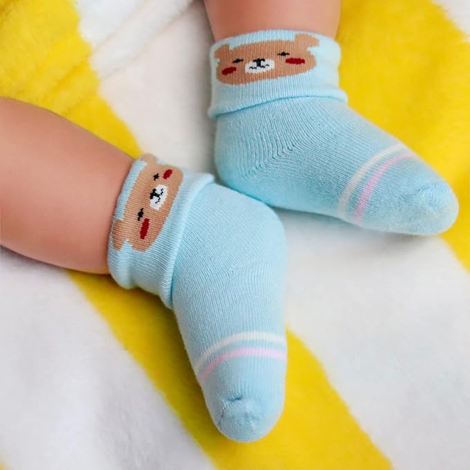 RATIVE Newborn Baby Socks 0-6, 6-12 Months Terry Turn Cuff Socks - Image 7