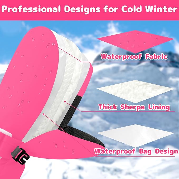 Olreco Baby Toddler Mittens Waterproof Infant Baby Winter Mittens Toddler Snow - Image 3