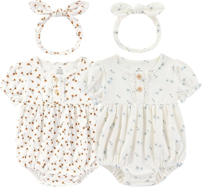 Ruliby Baby Girls Clothes Cotton Bubble Romper Summer Newborn Outfits | by Ruliby
