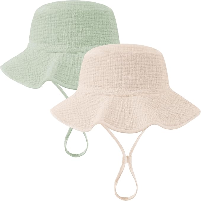 Muslin Baby Sun Hat Sun Protection Baby Toddler Bucket Hats by HONGTEYA