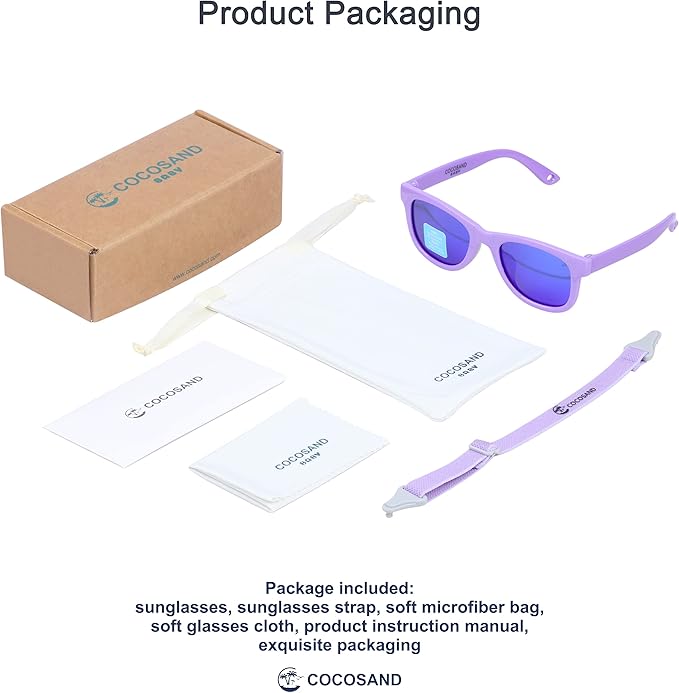 COCOSAND Flexible Baby Sunglasses with Strap Polarized UV Protection for Toddler Infant Newborn Boy Girl Age 0-24 Months