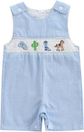 Newborn Baby Boys Sleeveless Seersucker Romper One Piece Straps Overalls by Arvbitana