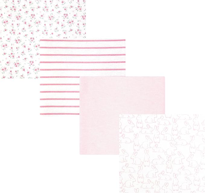Hudson Baby Unisex Baby Cotton Polyester Flannel Receiving Blankets 4-Pack by HudsonBaby