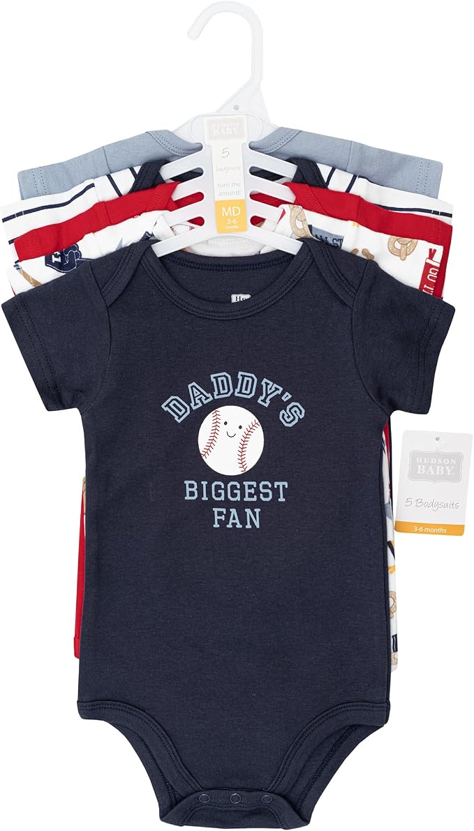Hudson Baby Infant Boys Cotton Bodysuits 5-Pack - Image 2