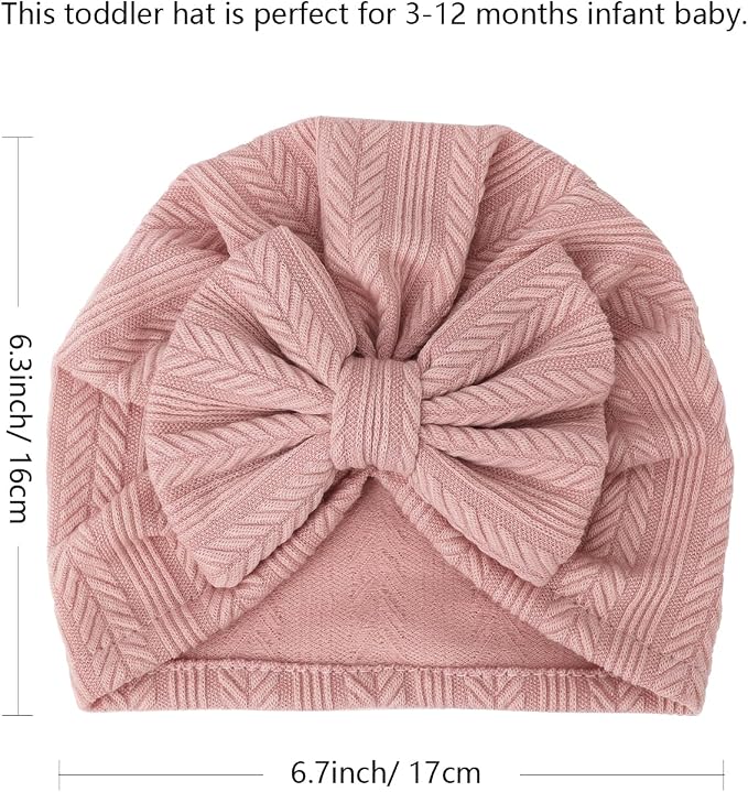 DRESHOW BQUBO 5 Pieces Newborn Baby Turban Hats Bow Baby Infant Beanie - Image 6