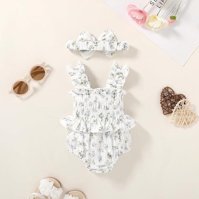 YOUNGER TREE Baby girl Romper Infant Summer Clothes Ruffle Sleeveless One Piece - Image 4
