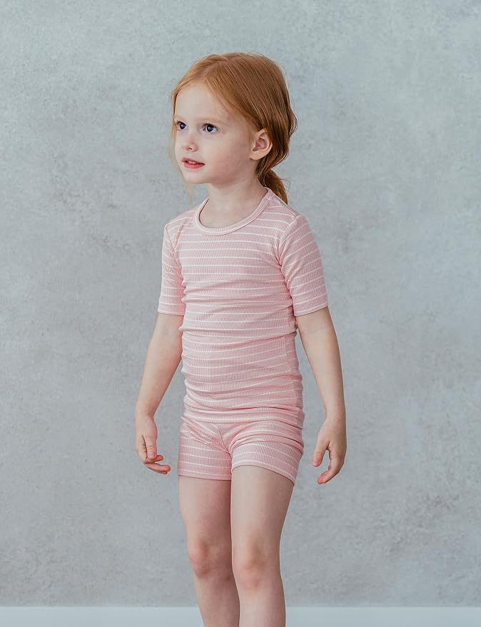 AVAUMA Stripe Pattern Baby Boys Girls Pajama Set Kids Toddler Snug fit Ribbed - Image 2
