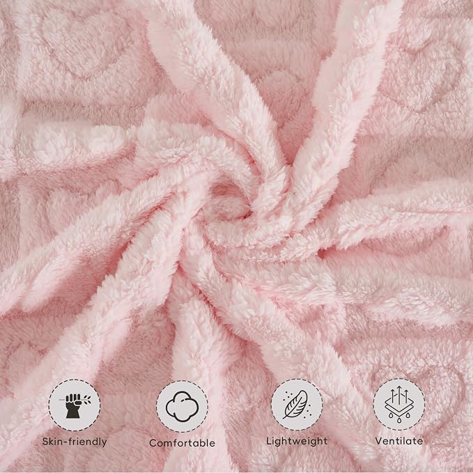 5 Pcs Baby Blanket Heart Checkered Ultra Soft Gift-Ready Plush - Image 4
