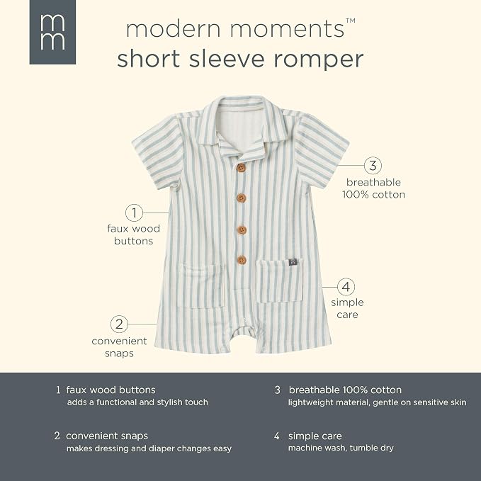 Modern Moments by Gerber Baby Boys' Short Sleeve Romper - Image 5