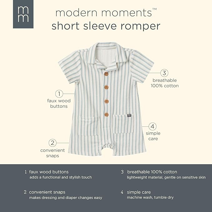 Modern Moments by Gerber Baby Boys' Short Sleeve Romper - Image 5
