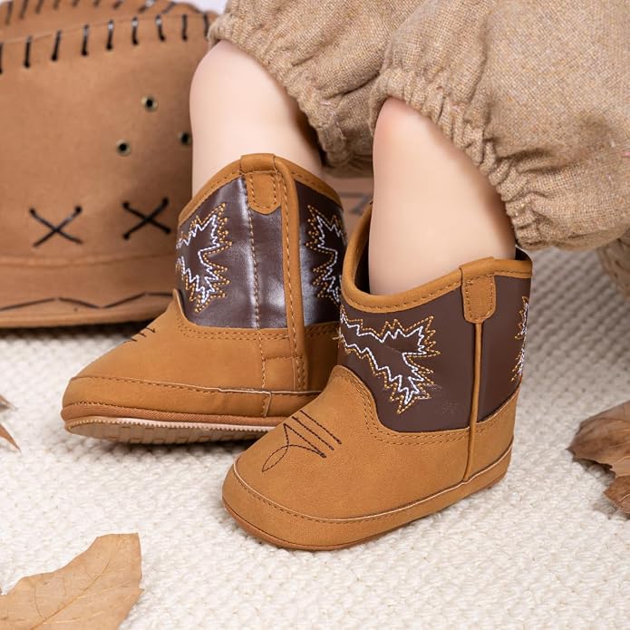 HsdsBebe Baby Boys Girls Western Cowboy Boots Infant Moccasins High Top Booties - Image 2