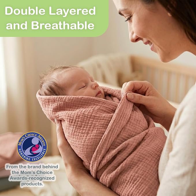 100% Organic Cotton 2 PK Muslin Swaddle Blanket Boy Gift 47x47 in | Oeko-TEX - Image 2