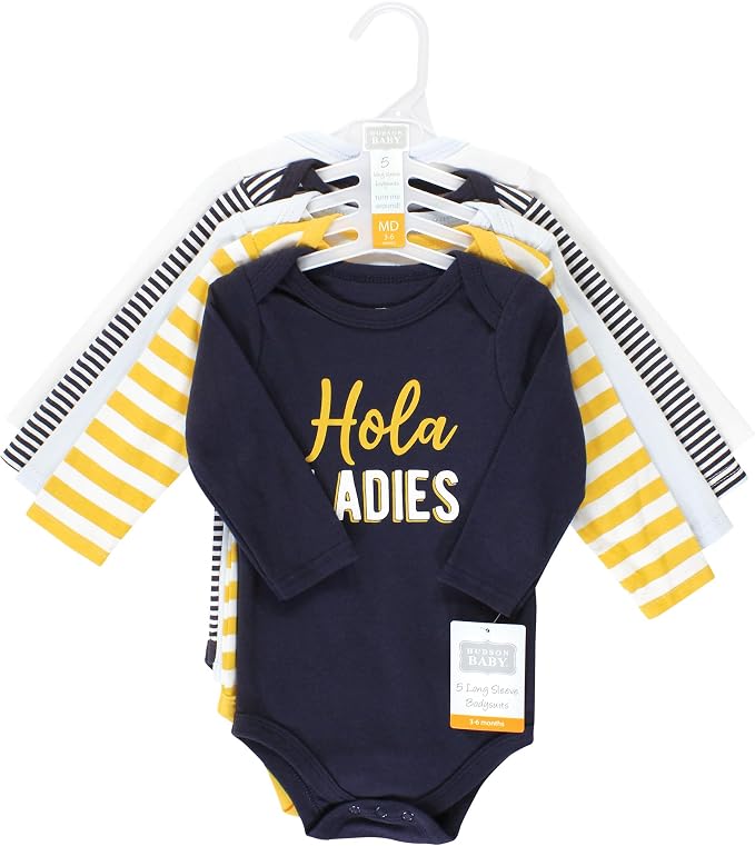 Hudson Baby baby-boys Cotton Long-sleeve Bodysuits 5-pack - Image 2