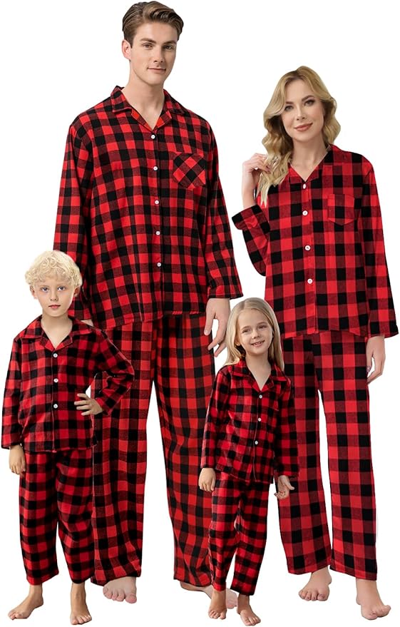 Schbbbta Family Matching Pajamas Holiday Sleepwear Long Sleeve Pjs Sets