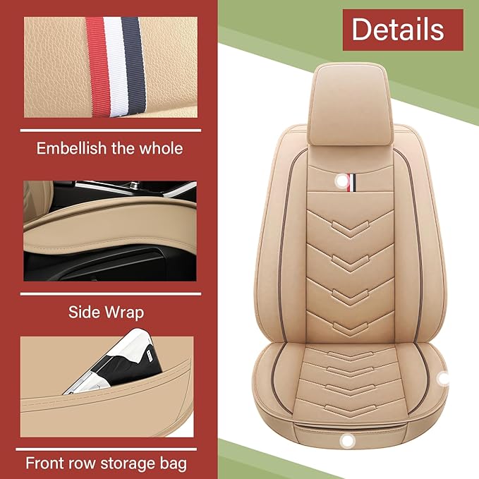 Leather Car Seat Covers Fit for LR Range Rover 2022-2025, 5 Seater Waterproof and Wear-Resistant Seat Cover Interior Accessories(Full Set,Beige)