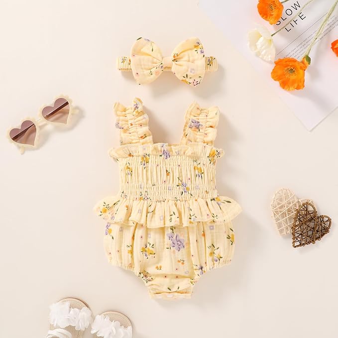YOUNGER TREE Baby girl Romper Infant Summer Clothes Ruffle Sleeveless One Piece - Image 3