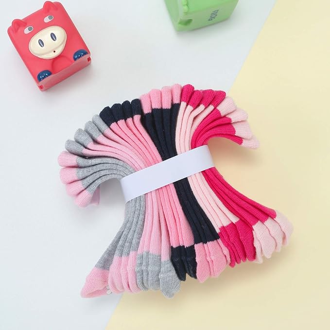 Baby Toddlers Crew Socks with Non-Slip Grip 12 Pack Cotton Stretch Socks | Soft - Image 6