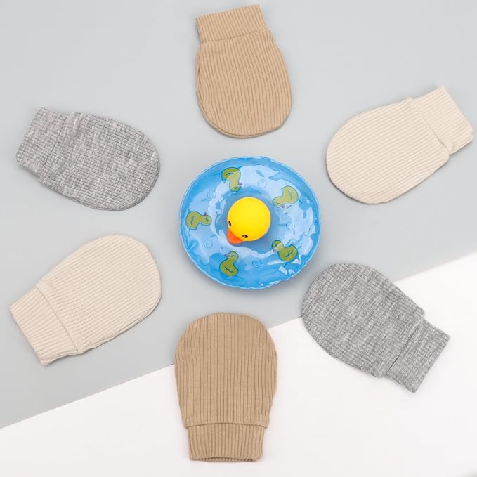 AQOKKA Newborn Baby Mittens No Scratch Cotton Elastic Wrist Gloves Infant - Image 4