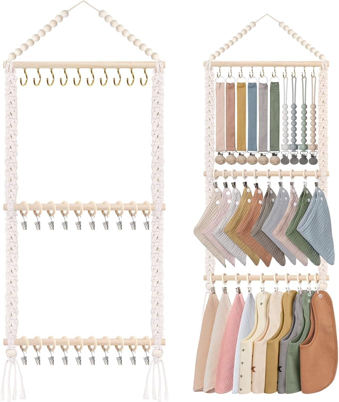 POVETIRE Pacifier Clip Holder Baby Bibs Organizer Burp Cloth Storage by POVETIRE