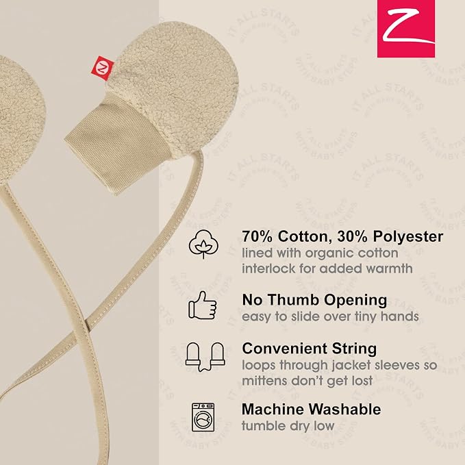Zutano Baby Fleece Mittens for Infant, Outdoor Baby Winter Gloves | Thumbless - Image 3