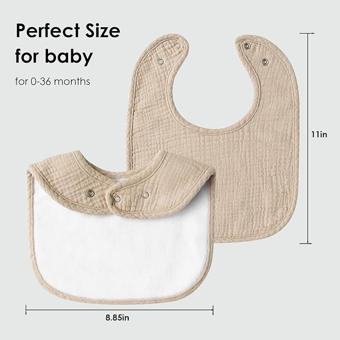 Muslin Baby Bibs for Boys Girls, Soft Cotton Baby Drool Bibs, Drooling and - Image 3