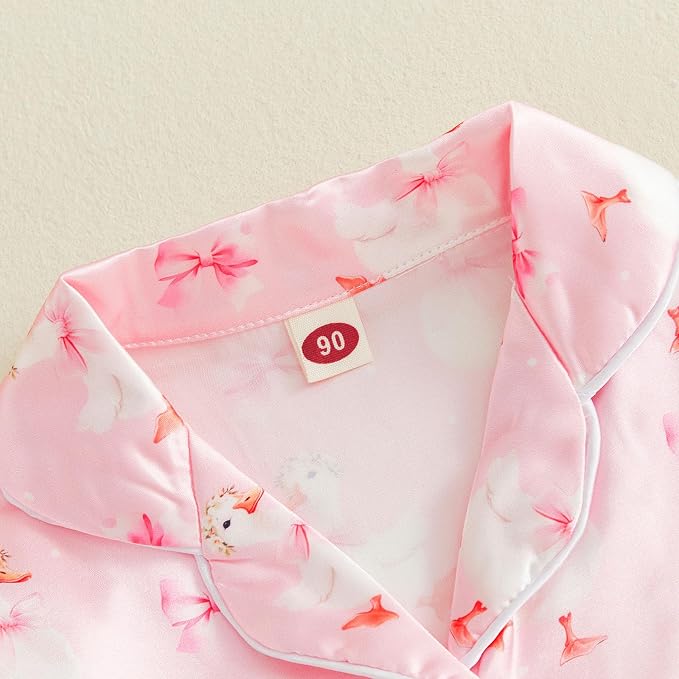 Kuriozud Toddler Baby Girl Pajamas Set Summer Floral Short Sleeve Button Down - Image 7