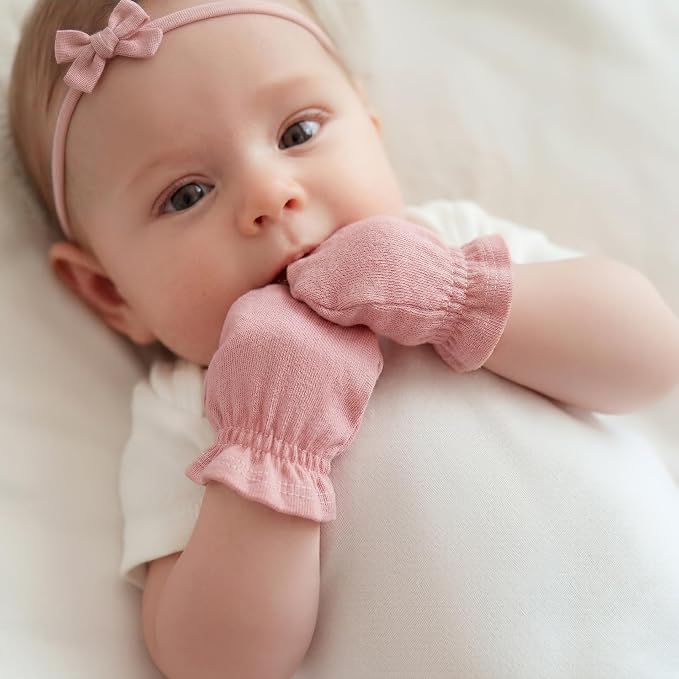Pro Goleem Newborn Baby Mittens 100% Cotton No Scratch Soft Breathable Gloves - Image 2