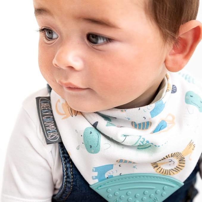 Cheeky Chompers Neckerchew Teething Bib, 2-in-1 Bandana Style Bib w/Food Grade - Image 4