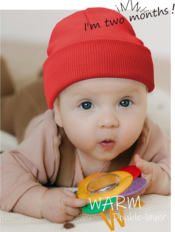 ROYBENS 100% Cotton Baby Beanie Cute Toddler Winter Hat Knit Caps Ages 0-8 | - Image 2