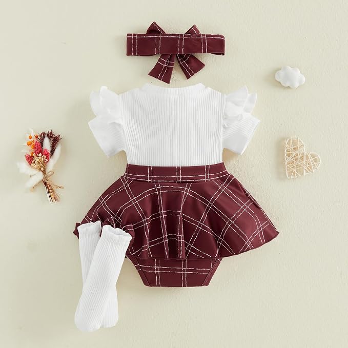 Giraropa Newborn Baby Girl Clothes Smocked Bubble Romper Dress + Socks + - Image 4