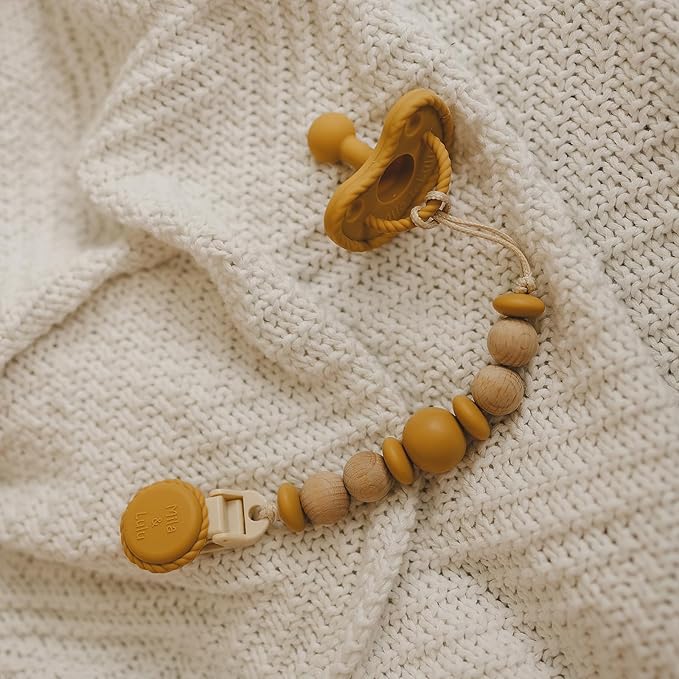 Mila & Lulu Round Silicone Pacifiers (Set of 2) – 100% Food-Grade, One-Piece Design, Soft Round Nipple, Airflow Shield, Multi-Use Pacifier & Teether for Newborns and Infants 0+ Months - Cloud/Sun