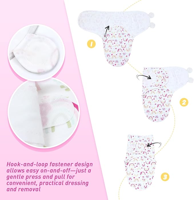 Dizila 2 Sets Adjustable Soft Cotton Blend Newborn Infant Baby Girl Receiving - Image 3