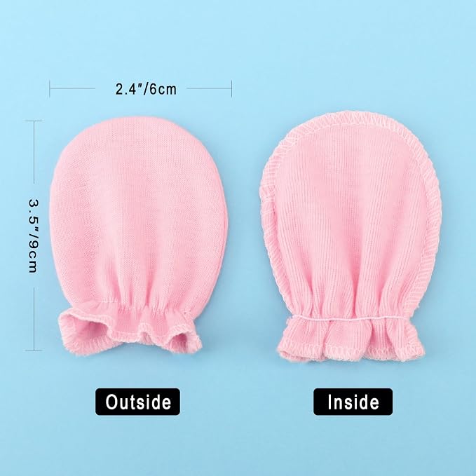 BQUBO Newborn Infant Toddler Mittens No Scratch Cotton Elastic Wrist Gloves - Image 5