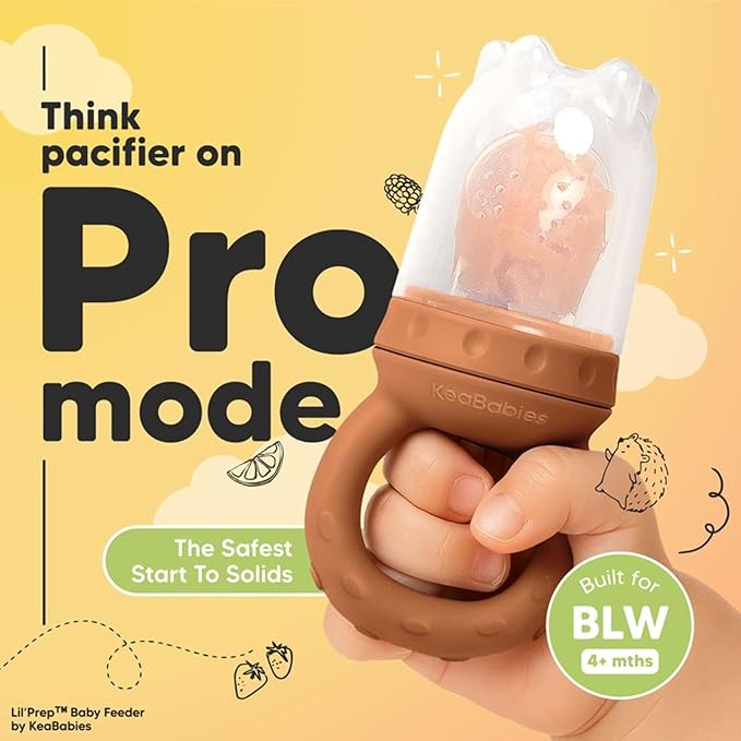 KeaBabies Baby Fruit Feeder 2pk - Silicone Baby Food Feeder for Babies 6-12 months, Breast Milk Popsicle for Teething, Weaning, Freeze Frozen Solid Food, BPA-Free Infant Feeding Essential (Terracotta)