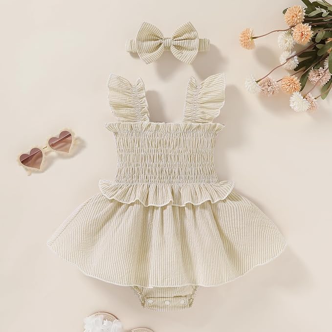 YOUNGER TREE Baby Girl Clothes Ruffle Romper Boho Dress Summer Cake Smash - Image 7