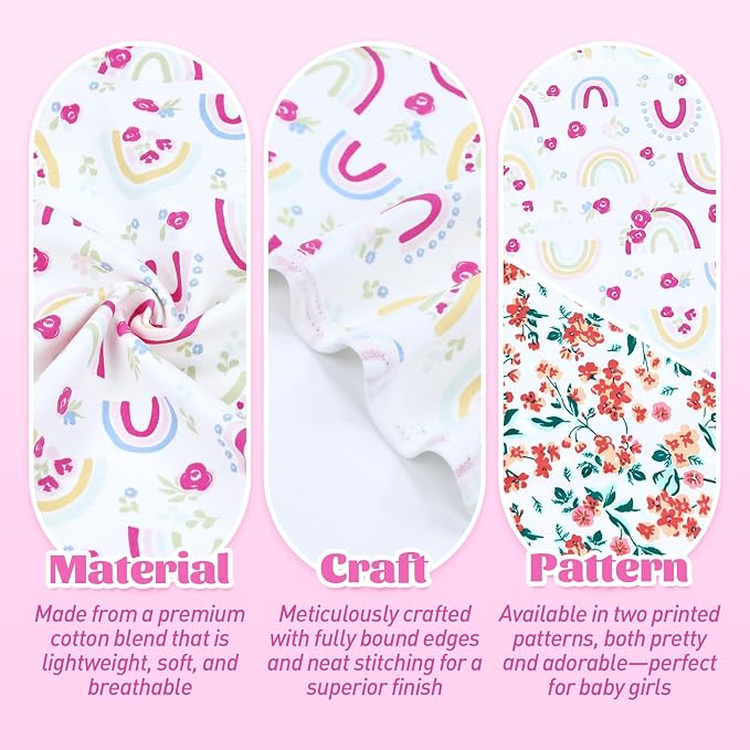 Dizila 2 Sets Adjustable Soft Cotton Blend Newborn Infant Baby Girl Receiving - Image 4