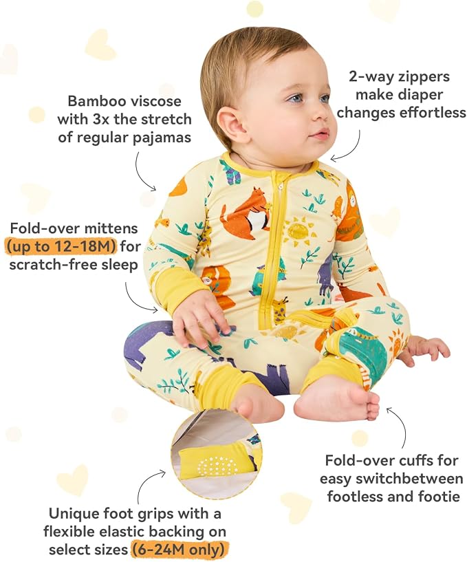 babee Reshinee Bamboo Viscose Baby Footie Pajama, Zipper Sleeper Boys Girls - Image 3