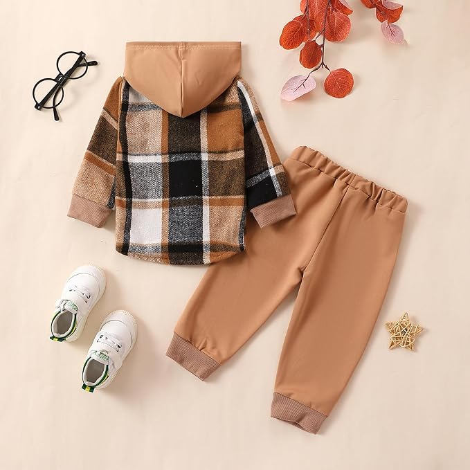 Infant Baby Boy Fall Winter Clothes Outfit Hooded Long Sweatshirt Pant Set - Image 4