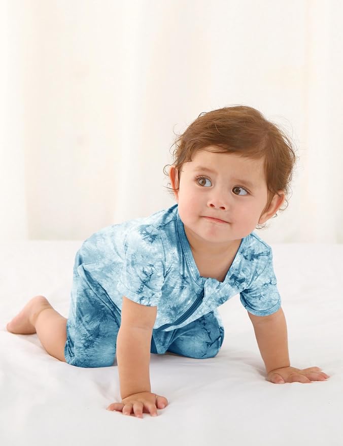 Jimonda Baby Bamboo Viscose Tie Dye Rompers Girl/Boys 3pc Pjs | Premium Soft - Image 2
